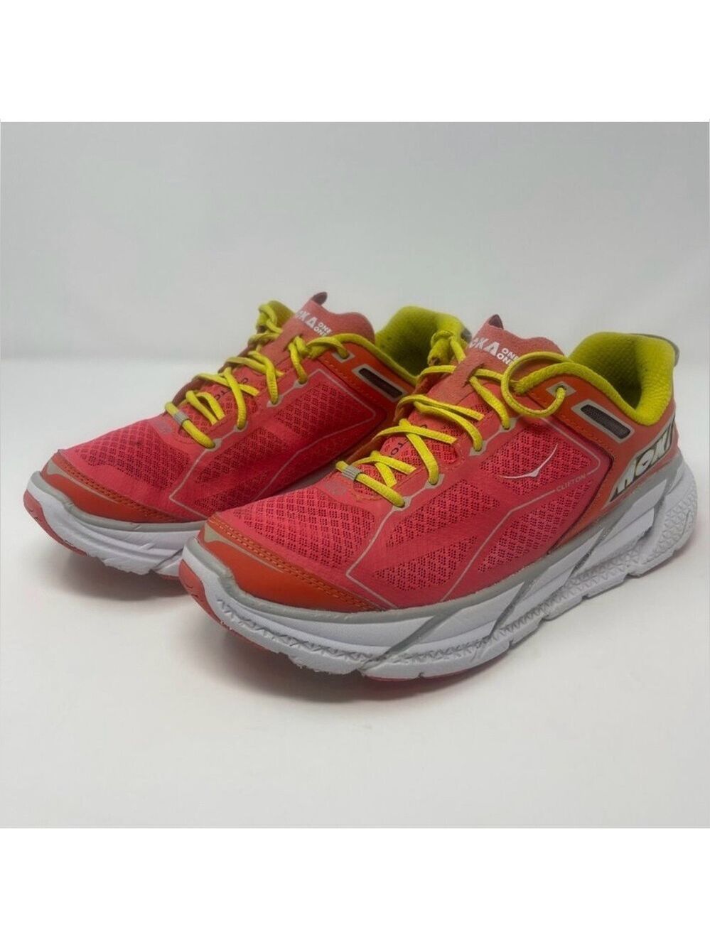 Hoka One One Clifton Running Shoe Women’s Pink Neon Lightweight Athletic Sneaker - Picture 3 of 13